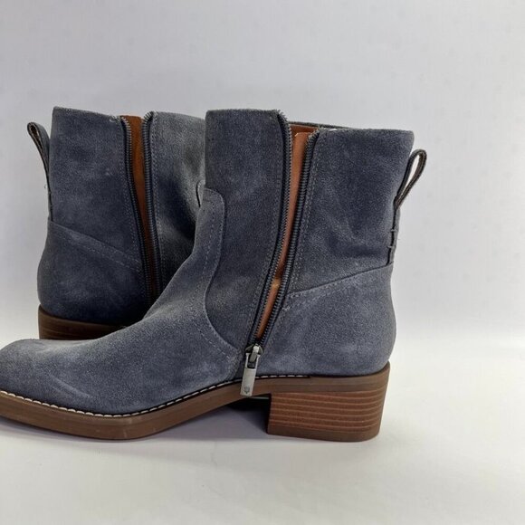 Lucky Brand Women's Kazey Square Toe Bootie in Gray Suede Block Heel - Picture 7 of 16